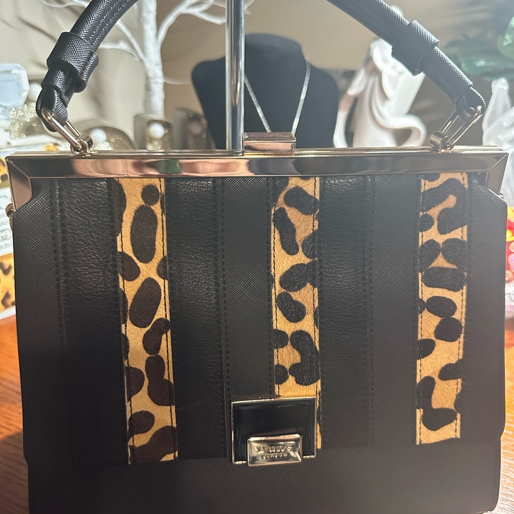 Dune London Black and Leopard HandBag unbranded shoulder strap included - Picture 2 of 6